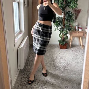 y2k whimsigoth goth minimalist plaid knee lenght skirt